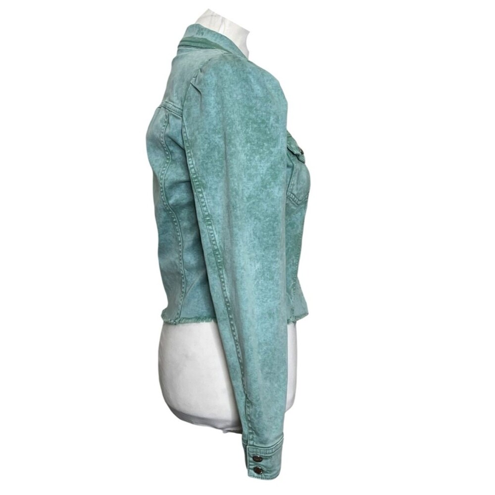 Retrofete Rissa Jacket Women's Small Green Mojito Cropped Denim Button Front - Picture 4 of 9